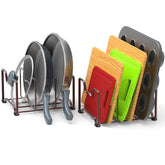 Simple Houseware Bronze 2-Pack kitchen rack left view demonstrates sturdy steel frame for organized cookware.