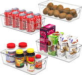 Simple Houseware clear storage bin in freezer view for easy organization.