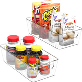 Simple Houseware freezer organizer bin clear 12x6 showing crystal-clear visibility for easy stocking.
