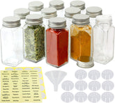 Simple Houseware 4 oz square spice jars with labels for quick access.