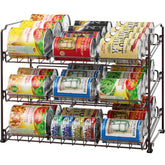 Simple Houseware stackable can organizer rack assembled to save space in a pantry