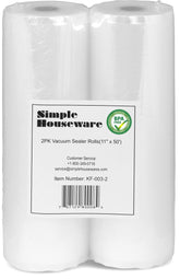 Simple Houseware vacuum sealer bags 11x50 packaged on shelf for easy storage.