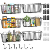 Simple Trending six-pack wall baskets organized for kitchen and bath use.