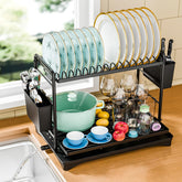 Simple Trending dish drying rack front view showing two tiers for organized counter space.