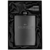 Simpler Life matte black flask 8oz for portable liquor on the go.