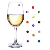 Simply Charmed magnetic wine charms set on glasses for easy identification at gatherings