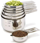 Simply Gourmet measuring cups stacked neatly for space-saving storage