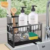 Sinnsally two-tier kitchen sponge holder saves counter space and keeps items organized.