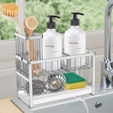 Sinnsally two-tier sink caddy on counter organizes sponges and brushes.