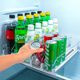Sip Sort upgraded fridge drink organizer front view shows organized cans and easy access.