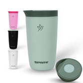 Sipraw travel mug with leak-proof lid keeps hot coffee secure on the go.
