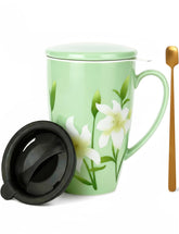 Sisetop 17oz grass green tea mug with infusion for loose-leaf tea at home.