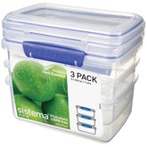 Sistema KLIP IT rectangular container with clear body and blue lid for easy storage.