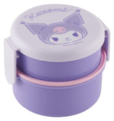 Skater Kuromi 2-tier bento box top view for portion-controlled lunches.