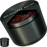 SKROM MYP large grinder lid close-up showing a strong magnetic lid for secure storage.