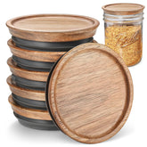 SKYBD regular mouth wooden lids in acacia wood provide airtight seal for jars
