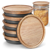 SKYBD acacia wood wide-mouth lid with airtight seal for Ball jars