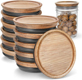 SKYBD regular-mouth mason lid in acacia wood with airtight seal for jars