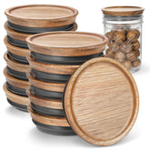 SKYBD wooden lids with acacia wood and silicone seal for airtight Ball jars.