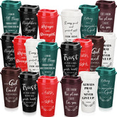 Skylety 20-pack Christian tumbler front view with lids, durable daily use.