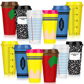 Skylety teacher appreciation cups with lids, 16oz, ideal for gifts and party beverages.