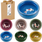 Skyley koi pattern tea cups set with bright colors for festive tea rituals.