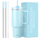 Skywerc 40 oz tumbler with handle for easy transport during commutes.