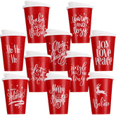 Sliner Christmas coffee cup with red lid, festive and spill-resistant.