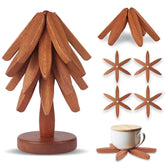 Smartwikiit tree trivet set in natural wood protecting countertops from hot pots
