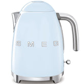 Smeg KLF03PBUS pastel blue kettle top view emphasizes retro design and solid build