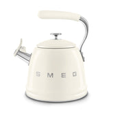 Smeg retro stovetop kettle cream front view, iconic design and 2.4-quart capacity.