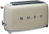 Smeg TSF02 cream toaster front view with retro styling.