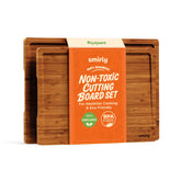 SMIRLY bamboo cutting board medium with deep juice groove for meat prep