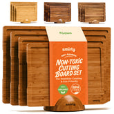 SMIRLY bamboo cutting board set with holder for organized prep