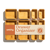 SMIRLY bamboo drawer organizer full set demonstrates modular utensil storage.