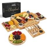 SMIRLY large bamboo cheese board with accessories for effortless entertaining