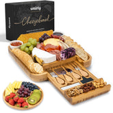 SMIRLY Charcuterie large bamboo board front view, ideal for hosting diverse platters
