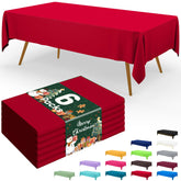 Smiry disposable table cloth 6-pack in red protects tables during meals and gatherings.