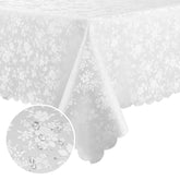 Smiry rectangle tablecloth with waterproof finish protects surfaces during meals.