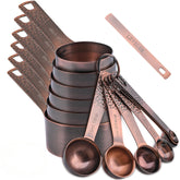 Smithcraft copper measuring cups set wide shot; durable stainless steel with copper plating for precise measuring.
