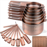 Smithcraft copper-plated measuring cups show engraved measurements for precise results.