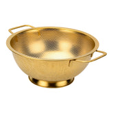 Snailhouse colander 3 Qt golden body designed for durable, efficient draining.
