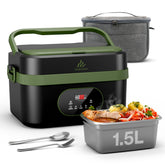 Snidomn cordless lunch box on office desk heating a meal for desk lunches.