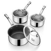 SNOWCLAD 1.5-quart sauce pan with lid delivers even simmering for sauces.