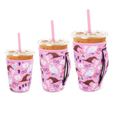 Snowso 3-pack iced coffee sleeves for 16-18 oz cups keeps hands dry.