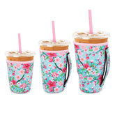 Snowso Cherry Blossom iced coffee sleeve 3-pack keeps drinks stylish and hands dry.