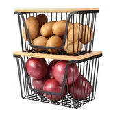 Snpwne 2-pack onion and potato storage bins stackable for clutter-free kitchen.