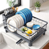 SNTD dish drying rack on counter-setup keeps dishes organized and helps air-dry quickly