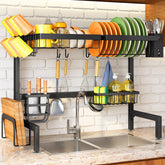 SNTD over-the-sink rack with wide capacity for bowls, plates, and utensils.