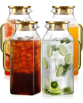 Snuvid 4-pack square pitcher gold, front view for space-saving fridge storage.
